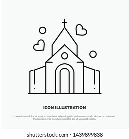 Arch, Love, Wedding, House Line Icon Vector