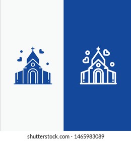 Arch, Love, Wedding, House Line and Glyph Solid icon Blue banner Line and Glyph Solid icon Blue banner. Vector Icon Template background