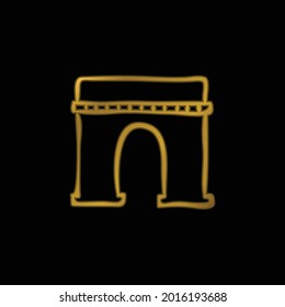 Arch Monumental Outlined Hand Drawn Construction gold plated metalic icon or logo vector