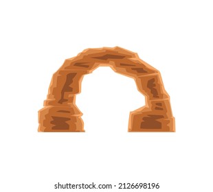 Arch from natural rocks, flat vector illustration isolated on white background. Natural fragment of desert or mountain landscape, consisting of large stones.