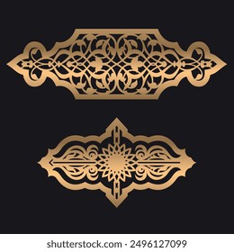 Arch pattern, frames of the Arabic pattern, Laser cut pattern set. Vector design with modern abstract geometric texture, Template for cnc cutting, decorative panels of wood, metal