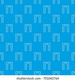 Arch pattern repeat seamless in blue color for any design. Vector geometric illustration