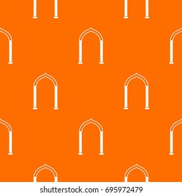 Arch pattern repeat seamless in orange color for any design. Vector geometric illustration