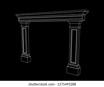 Arch from pilasters. Vector outline illustration.