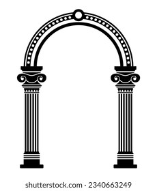 arch pillar black and white flat icon