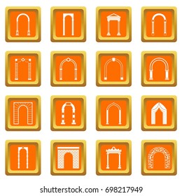 Arch set icons set in orange color isolated vector illustration for web and any design