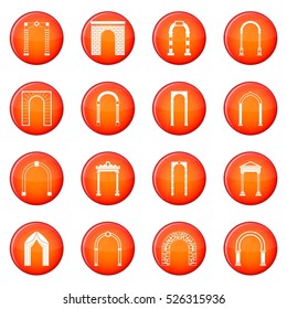 Arch set icons vector set of red circles isolated on white background