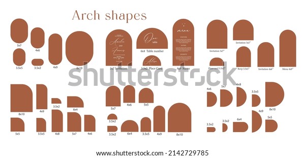 Arch Shape set template, Arch Wedding\
invitations, laser cut invitation, menu, place\
card