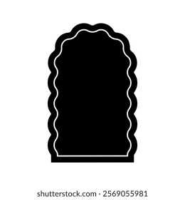 Arch shape with wavy borders. Archway form with curvy edges. Window or mirror, portal or gate, empty text box, label or tag isolated on white background. Vector graphic illustration.