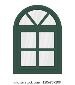
Arch shaped casement window flat icon design 

