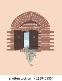 Arch shutters with flowers