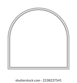 Arco marco de plata. Aislado arco de lujo en forma de borde gris plateado. Elemento de diseño de maqueta de marco de arco de plata. Ilustración vectorial.