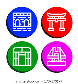 arch simple icons set. Contains such icons as Bridge, Shinto, Flat arch greenhouse, can be used for web, mobile and logo