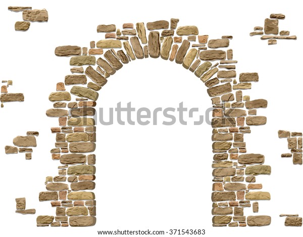 白い背景に石のアーチ 洞窟や地下室の入り口 のベクター画像素材 ロイヤリティフリー