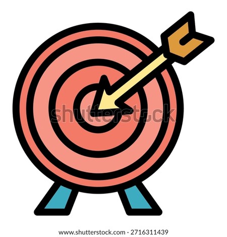 Arch target icon. Outline arch target vector icon color flat isolated