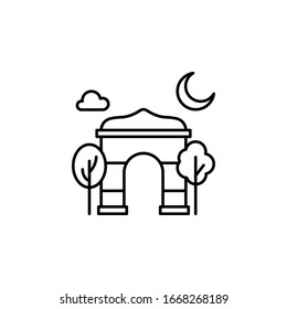 Arch, trees, moon icon. Simple line, outline vector elements of city for ui and ux, website or mobile application
