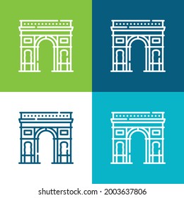 Arch Of Triumph Flat four color minimal icon set