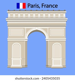 Arch of Triumph in flat style, Paris, France