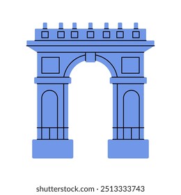 Arco del Triunfo, Francia. Famoso Lugar famoso en París, Francia. Ilustración vectorial.