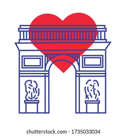 Arch of Triumph france monument hand draw style icon vector illustration