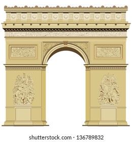 Arch of Triumph isolated on the white, Paris, France