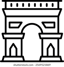 Arch Of Triumph Line Vector Icon Design