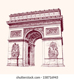 Arch of Triumph, Paris. handgezeichnete Vektorgrafik