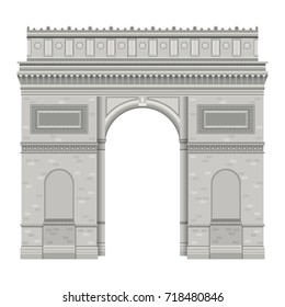 Arch of Triumph in Paris isolated on white background vector illustration flat
