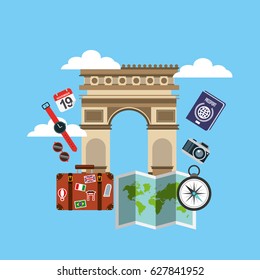 Arch of Triumph travel icons