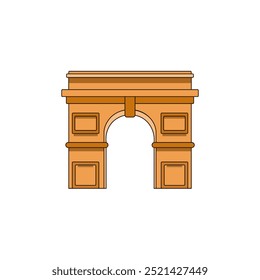 Arco de triunfo. Edificio de monumento antiguo en París Francia. Diseño de arco de triunfo. Vector aislado sobre fondo blanco.