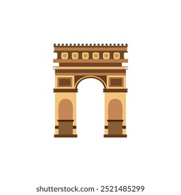 Arch of triumph.Ancient monument building in Paris France.Triumphal arc.Vector design isolated on white background.	