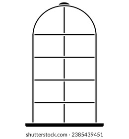 Arch type of window silhouette for house isolated on white background. Vector clipart.