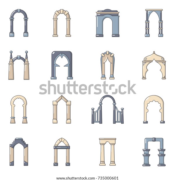 Arch Types Icons Set Cartoon Illustration Stock Vector (Royalty Free ...