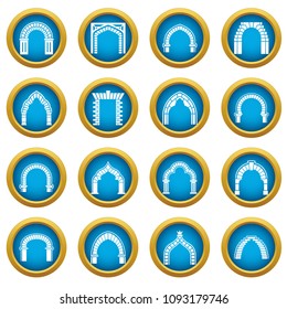 Arch types icons set. Simple illustration of 16 arch types vector icons for web