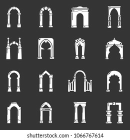 Arch types icons set vector white isolated on grey background 