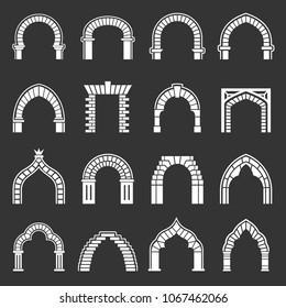 Arch types icons set vector white isolated on grey background 