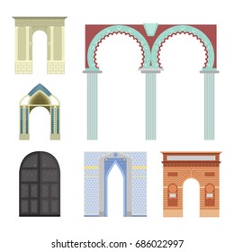Arch vector architecture construction frame column entrance design classical illustration