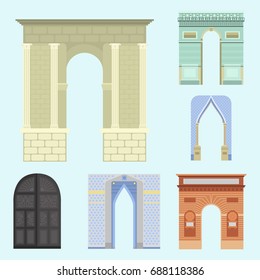 Arch vector architecture construction frame column entrance design classical illustration