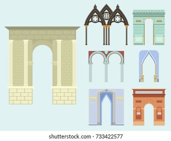 Arch vector architecture construction frame column entrance design classical illustration
