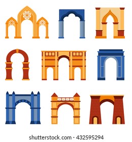 Arch vector set and architecture ancient frame arch
