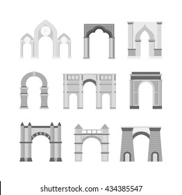 Arch vector set and architecture ancient frame arch
