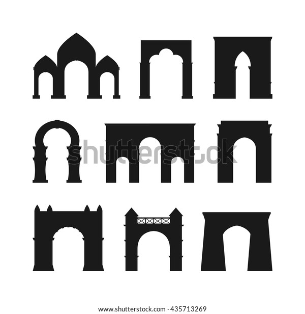 Arch Vector Set Black Silhouette Architecture Stock Vector (royalty 