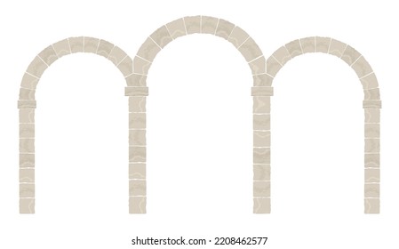 Arch in the wall of beige cut stone and travertine marble for a window or door in the classic style