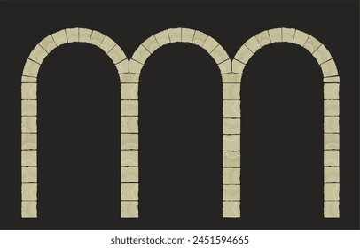 Arch in the wall of beige cut stone and travertine marble for a window or door in the classic style