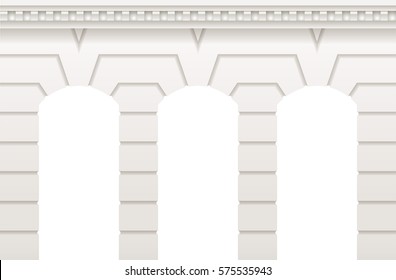 Arch in the wall of white cut stone and travertine marble for a window or door in the classic style