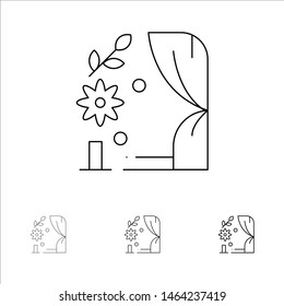 Arch, Wedding, Heart Bold and thin black line icon set. Vector Icon Template background