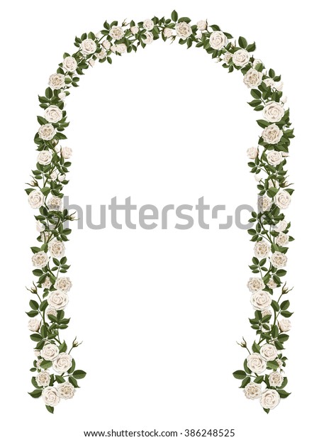 バラを登る白いアーチ 花柄 結婚式の飾り 白い背景に詳細なベクターイラスト のベクター画像素材 ロイヤリティフリー