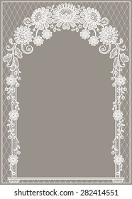 Arch. White Lace. Beige Backgrounds.