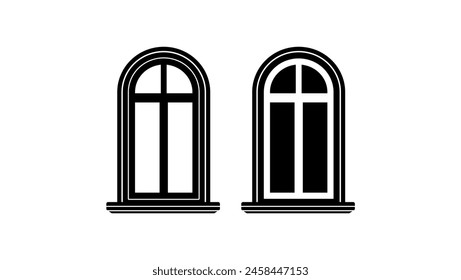 arch window, black isolated silhouette