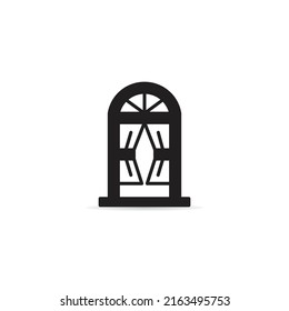 arch window and curtain icon vector illustration